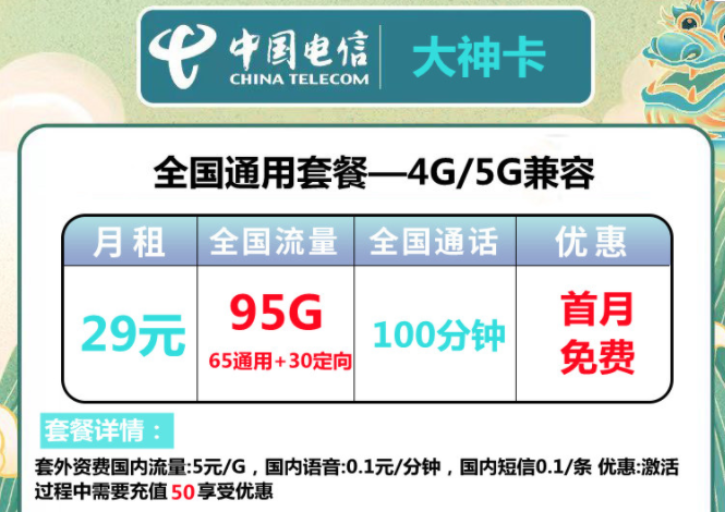 流量卡都需要首充嗎？電信流量卡【電信大神卡、銀河卡】官方套餐長(zhǎng)期資費(fèi)手機(jī)卡