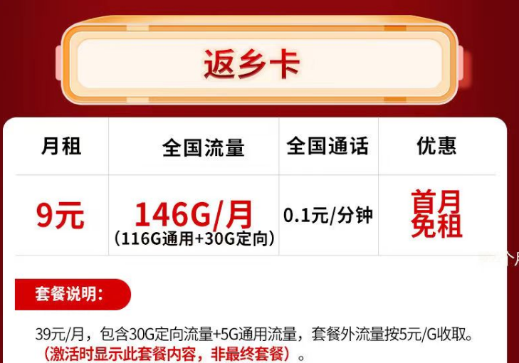 為什么流量卡的套餐會優惠那么多，怎么優惠的？電信返鄉卡月租9元110G通用流量。