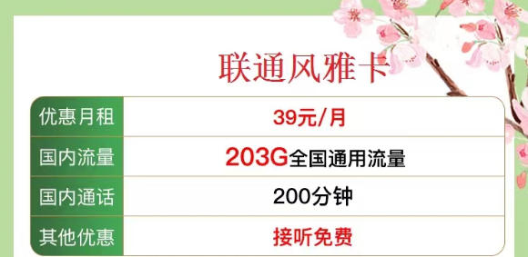 有沒有既有流量又有語言的 聯通流量卡？優享套餐39元風雅卡、33元金兔卡|203G/103G純通用流量|100/200分鐘