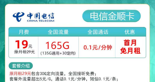 擁有超多流量的電信流量卡又來啦！19元165G金順卡、29元180G夕夏卡|低月租超大流量+首月免費