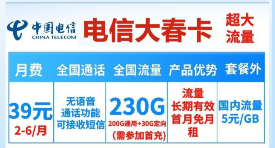 流量卡選長(zhǎng)期好還是短期好？電信39元230G純流量卡|電信大春卡
